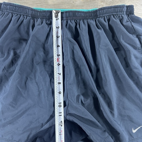 Men's Nike DriFit XL 5" Dark Grey/Teal Side Stripe Running Brief Lined Shorts - Picture 11 of 12